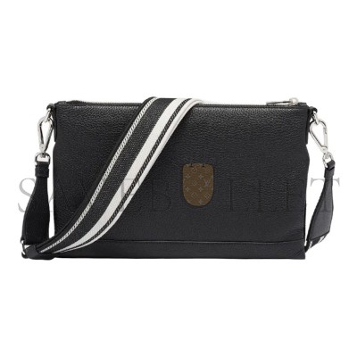 PRADA MONOCHROME LOGO ZIP CLOSURE LEATHER CROSSBODY SHOULDER BAG 1BH050 (30*19.5cm) 